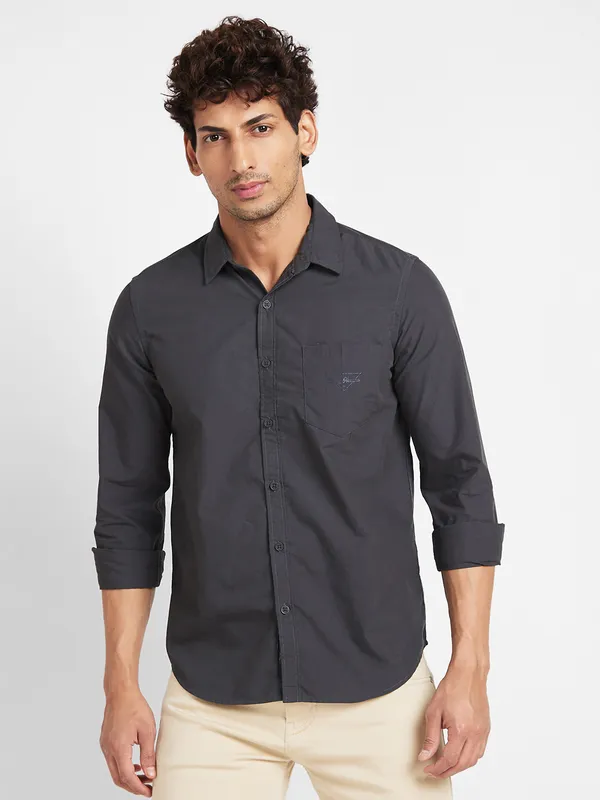 Being Human Clothing Men Slim Fit Shirts-Dk Grey