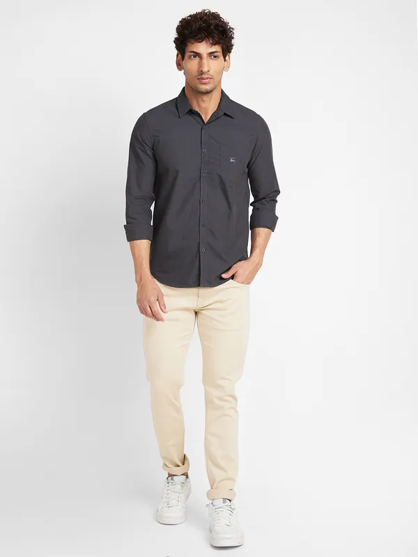 Being Human Clothing Men Slim Fit Shirts-Dk Grey