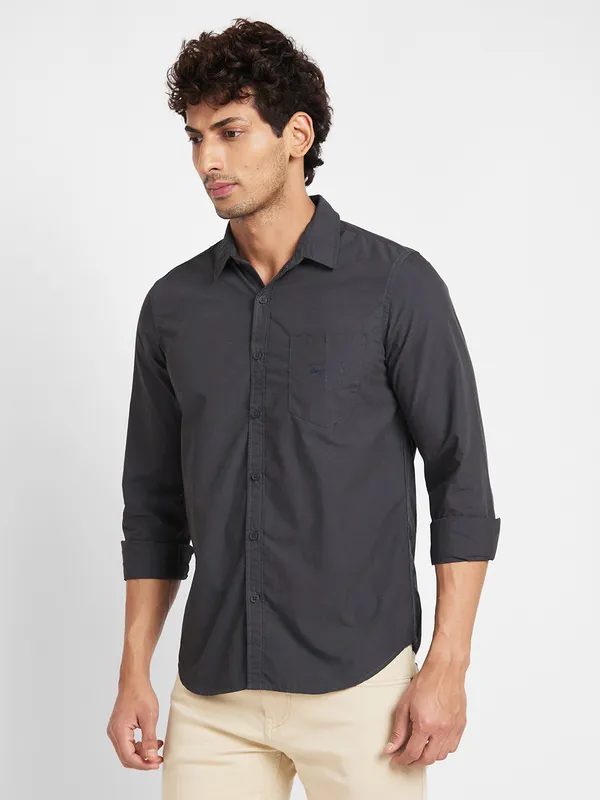 Being Human Clothing Men Slim Fit Shirts-Dk Grey