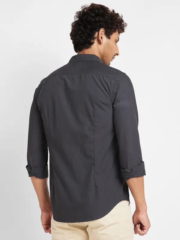 Being Human Clothing Men Slim Fit Shirts-Dk Grey