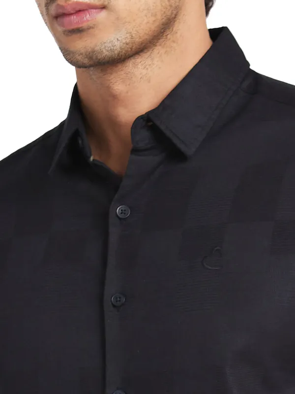 Being Human Clothing Men Slim Fit Collared Shirts-Black