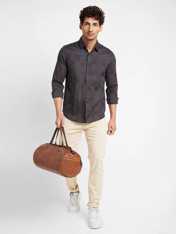 Being Human Clothing Men Slim Fit Shirts-Dk Chocolate