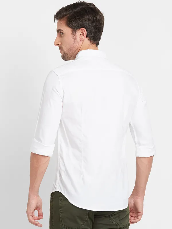 Being Human Clothing Men Slim Fit Collared Shirts-White