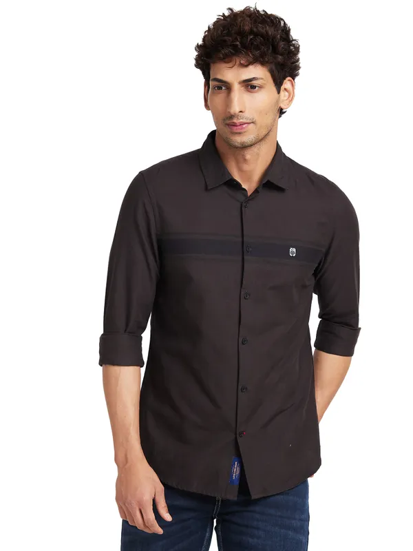 Being Human Clothing Men Slim Fit Shirts-Dk Chocolate