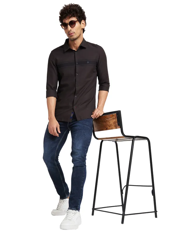 Being Human Clothing Men Slim Fit Shirts-Dk Chocolate