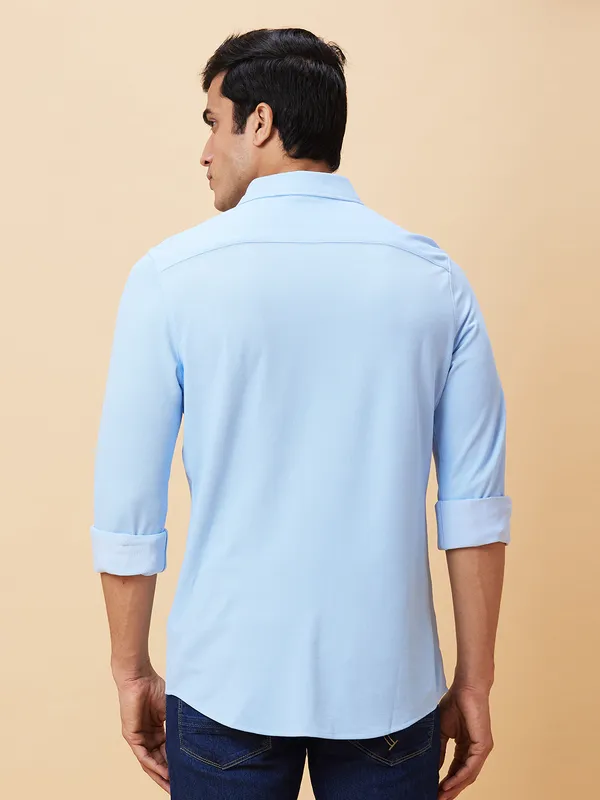 Being Human Men Slim Fit Shirts-Sky Blue