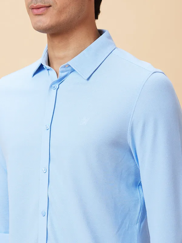 Being Human Men Slim Fit Shirts-Sky Blue