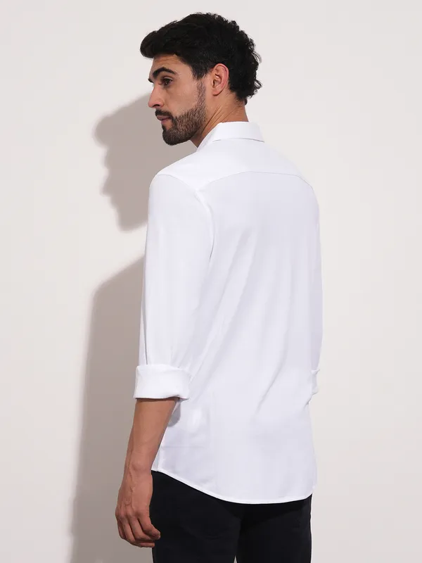 Being Human Men Slim Fit Shirts-White