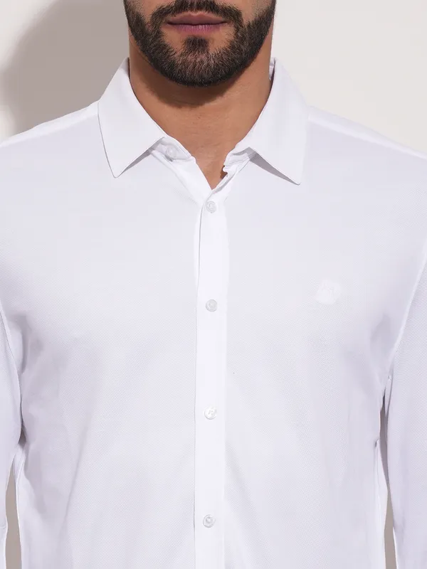 Being Human Men Slim Fit Shirts-White
