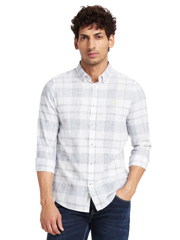 Being Human Slim Fit Men Collared Shirts-White