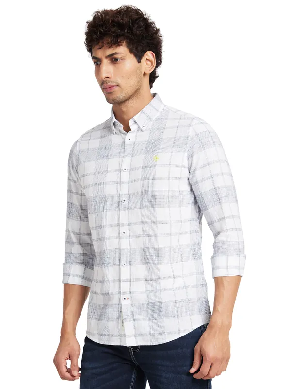 Being Human Slim Fit Men Collared Shirts-White