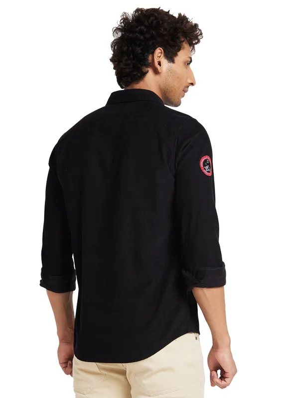 Being Human Clothing Men Slim Fit Collared Shirts-Black