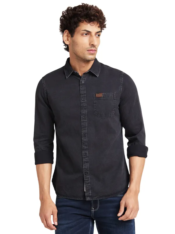 Being Human Clothing Men Slim Fit Shirts-Black