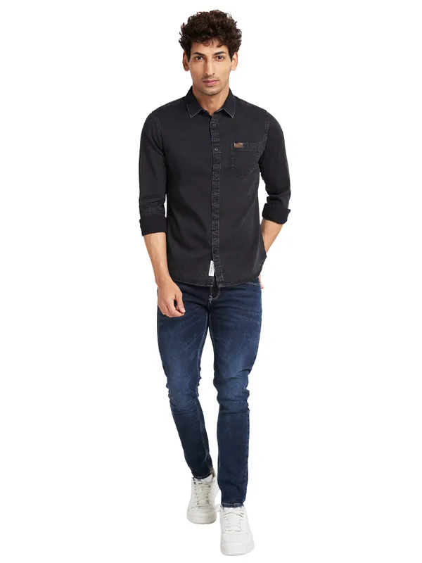 Being Human Clothing Men Slim Fit Shirts-Black