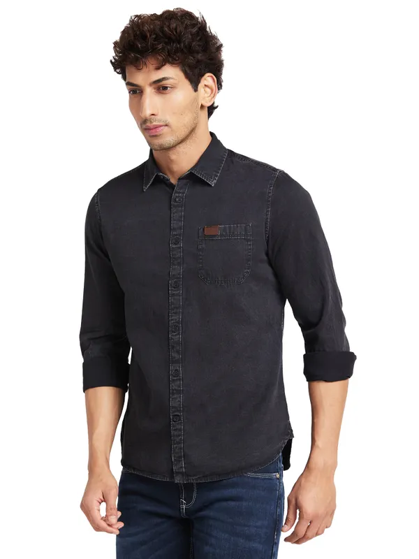 Being Human Clothing Men Slim Fit Shirts-Black