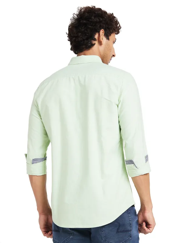 Being Human Slim Fit Men Collared Shirts-Green