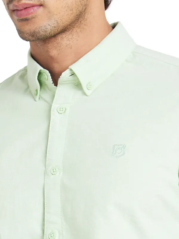 Being Human Slim Fit Men Collared Shirts-Green