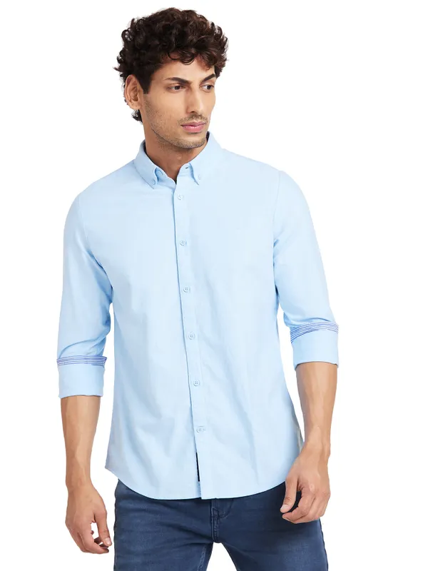Being Human Men Slim Fit Shirts-Light  Blue