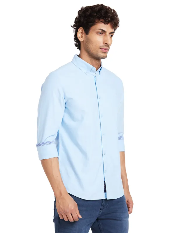 Being Human Men Slim Fit Shirts-Light  Blue