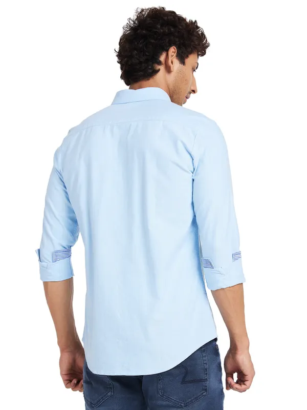 Being Human Men Slim Fit Shirts-Light  Blue