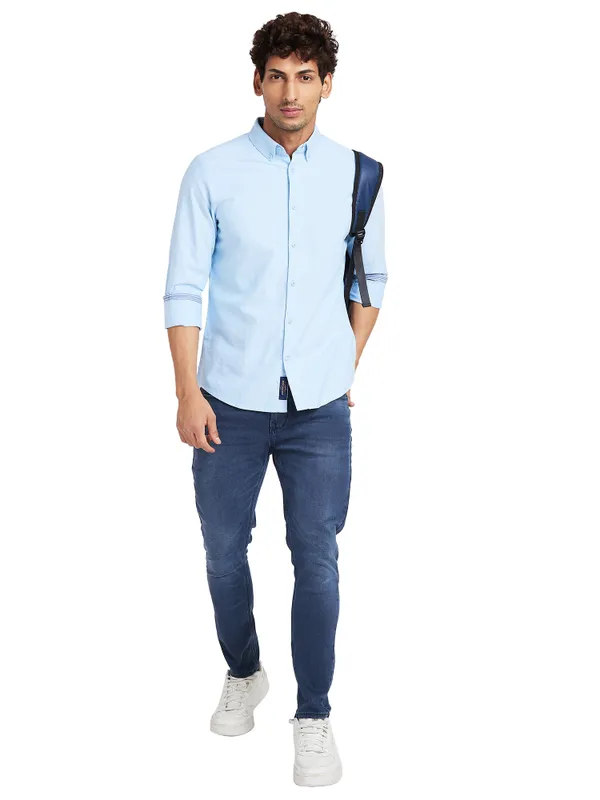 Being Human Men Slim Fit Shirts-Light  Blue