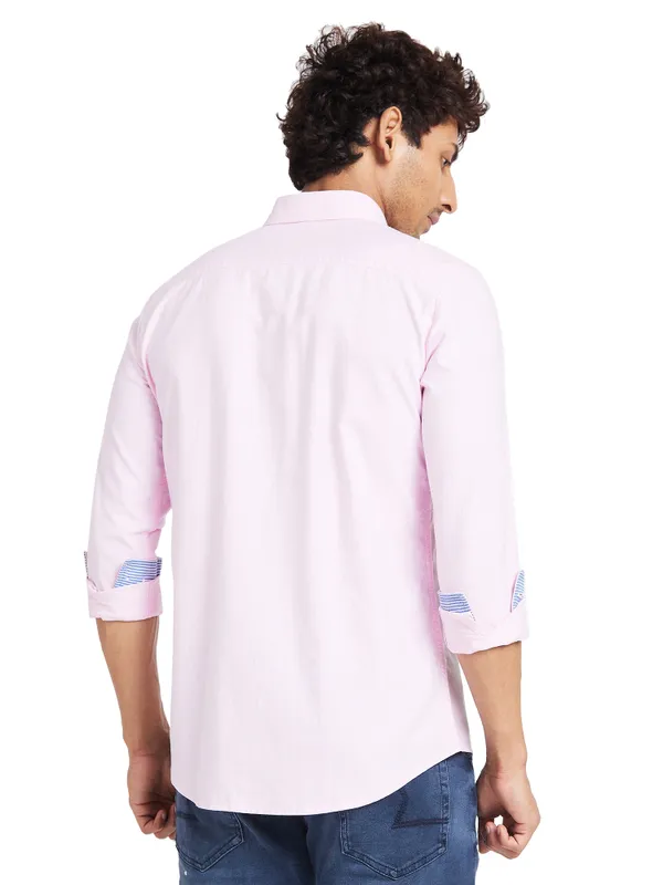Being Human Slim Fit Men Collared Shirts-Pink