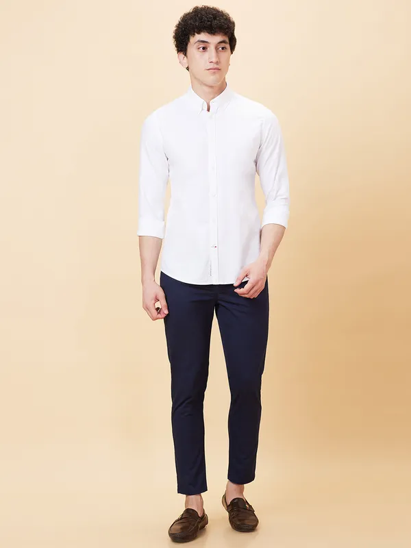 Being Human Men Slim Fit Shirts-White