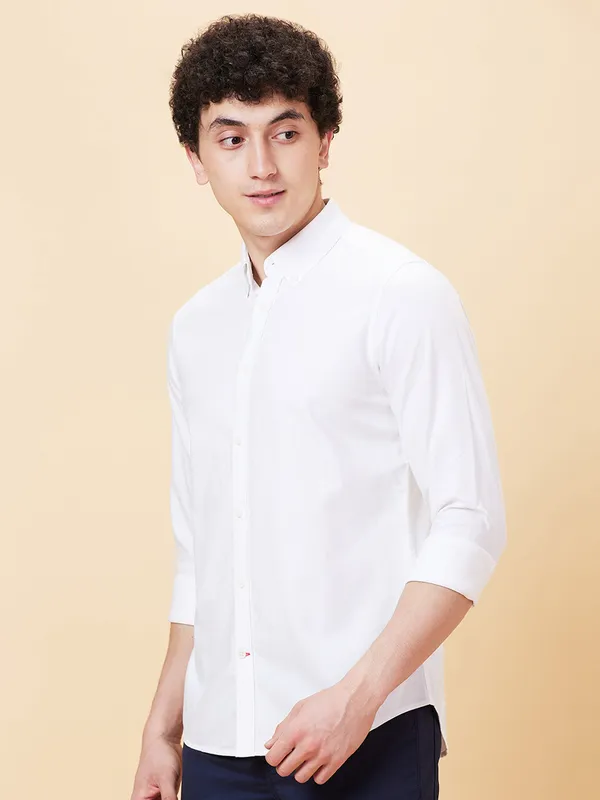 Being Human Men Slim Fit Shirts-White