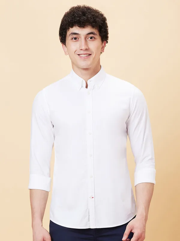 Being Human Men Slim Fit Shirts-White