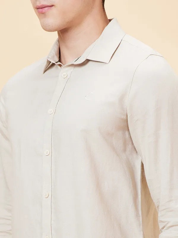 Being Human Clothing Men Slim Fit Shirts-Beige