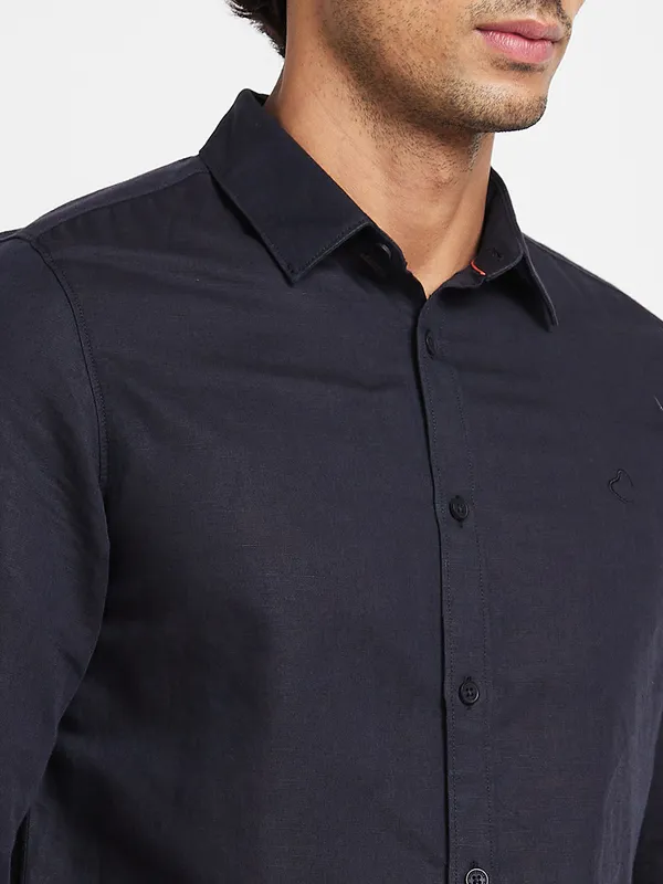 Being Human Clothing Men Slim Fit Collared Shirts-Black
