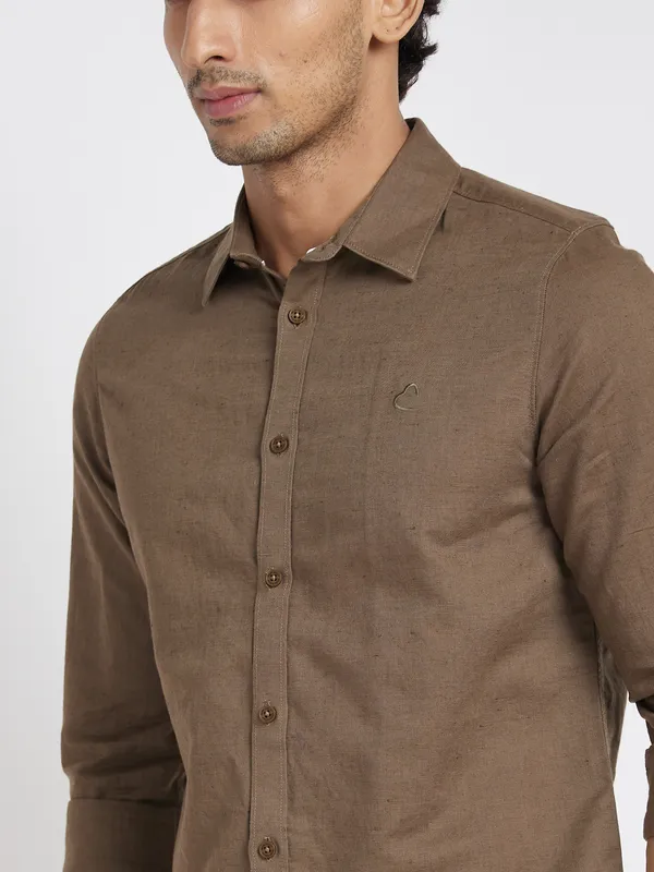 Being Human Clothing Men Slim Fit Shirts-Brown
