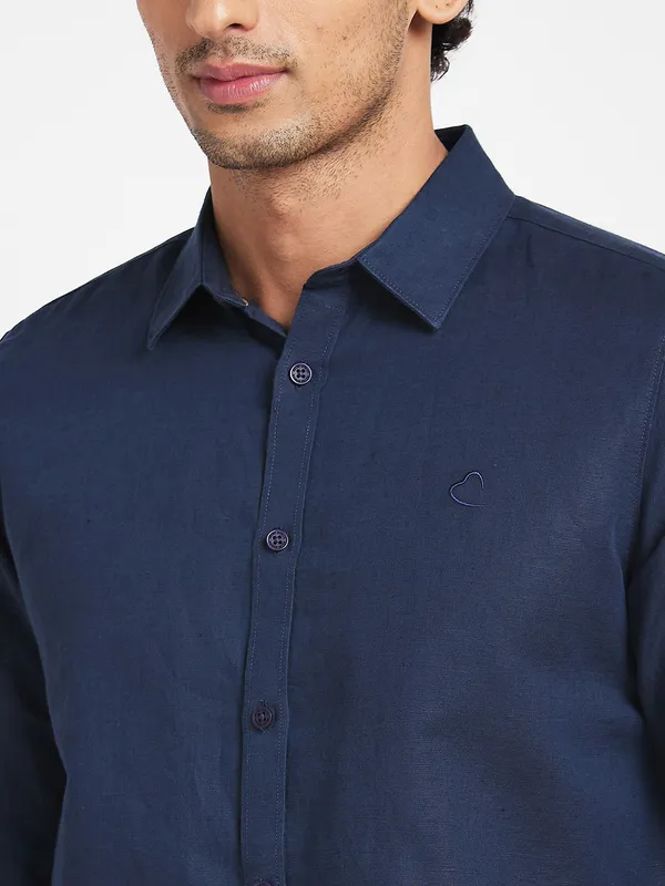 Being Human Clothing Men Slim Fit Collared Shirts-Navy