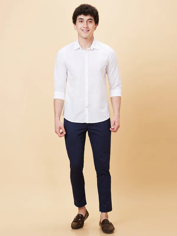 Being Human Clothing Men Slim Fit Shirts-White