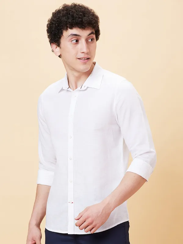 Being Human Clothing Men Slim Fit Shirts-White