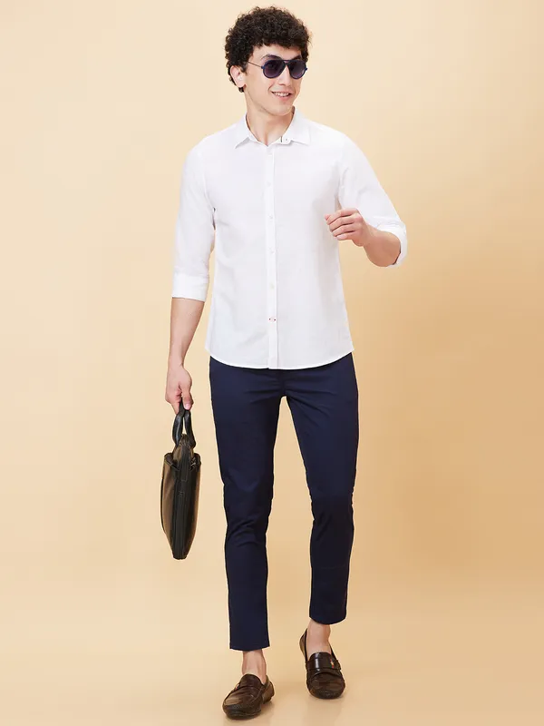 Being Human Clothing Men Slim Fit Shirts-White