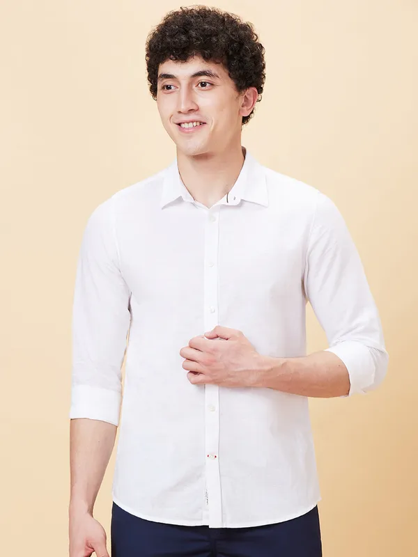 Being Human Clothing Men Slim Fit Shirts-White