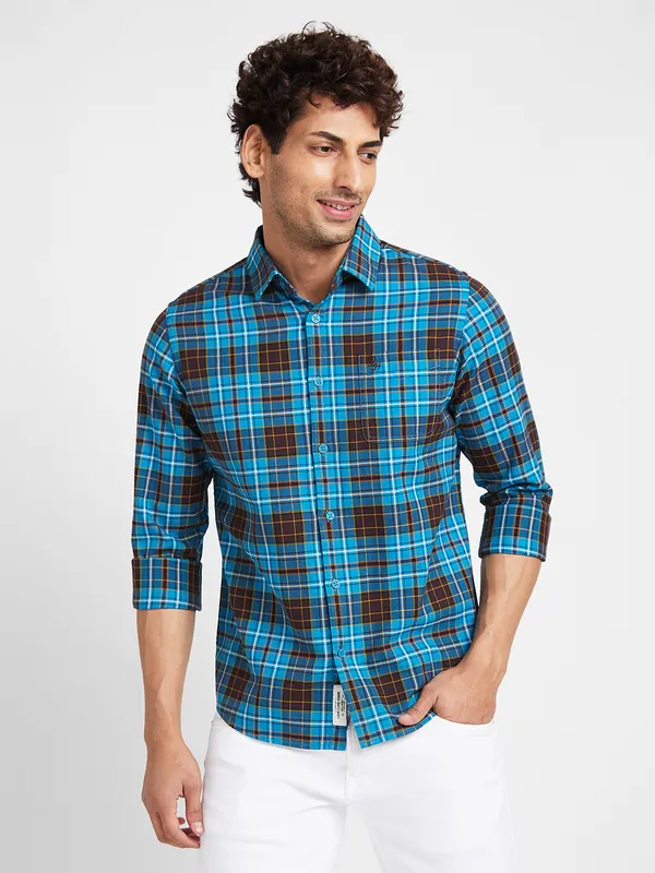 Being Human Clothing Men Slim Fit Shirts-Teal