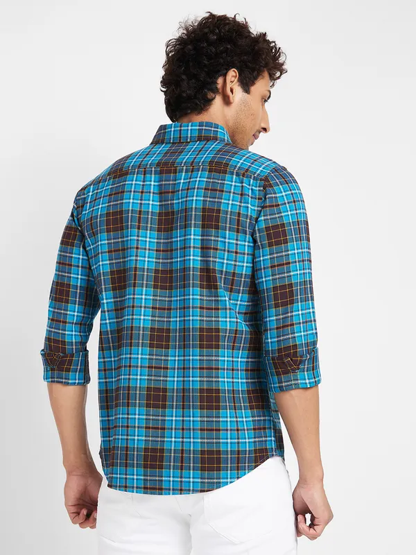 Being Human Clothing Men Slim Fit Shirts-Teal