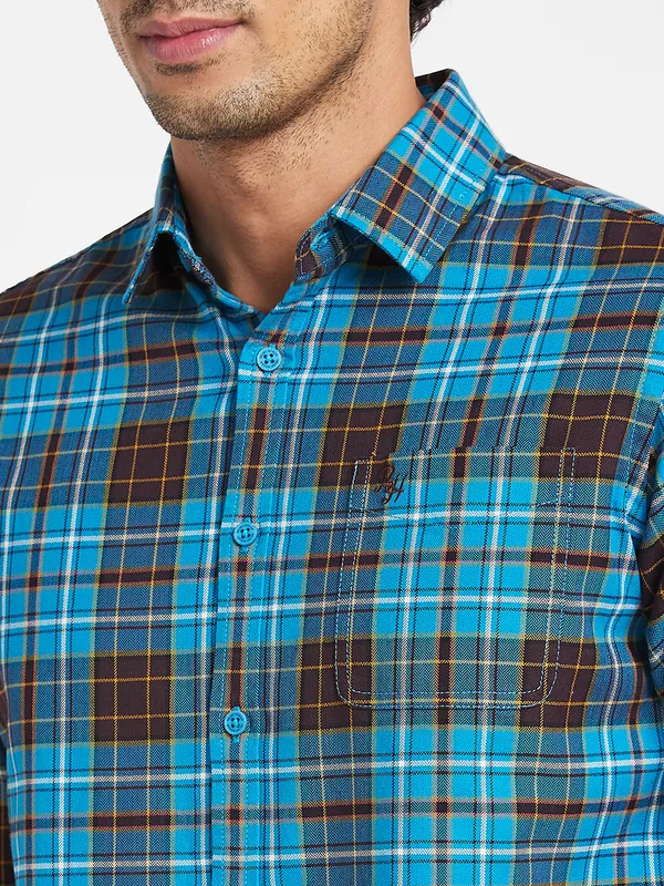 Being Human Clothing Men Slim Fit Shirts-Teal