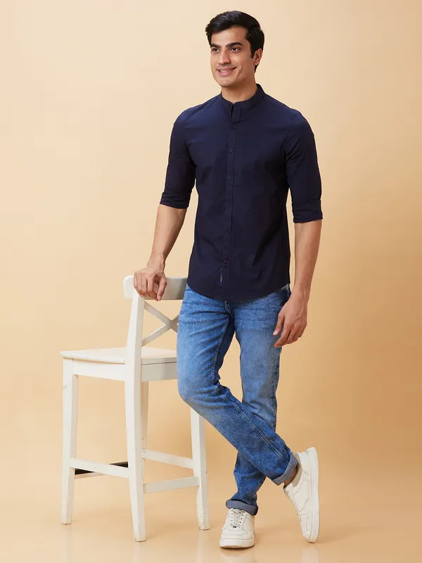 Being Human Men Slim Fit Shirts-Navy