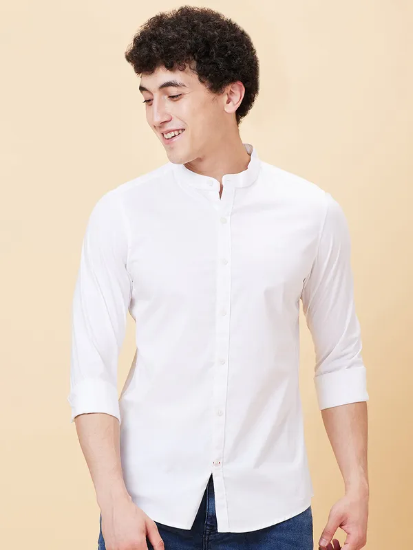 Being Human Men Slim Fit Shirts-White