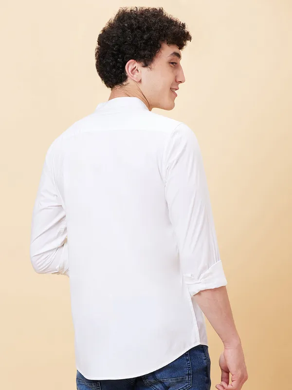 Being Human Men Slim Fit Shirts-White