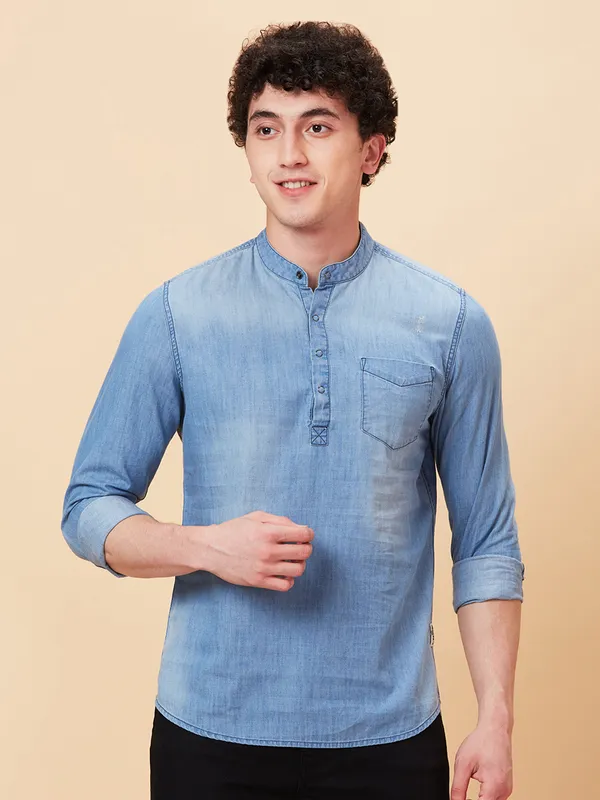 Being Human Clothing Men Slim Fit Shirts-Blue