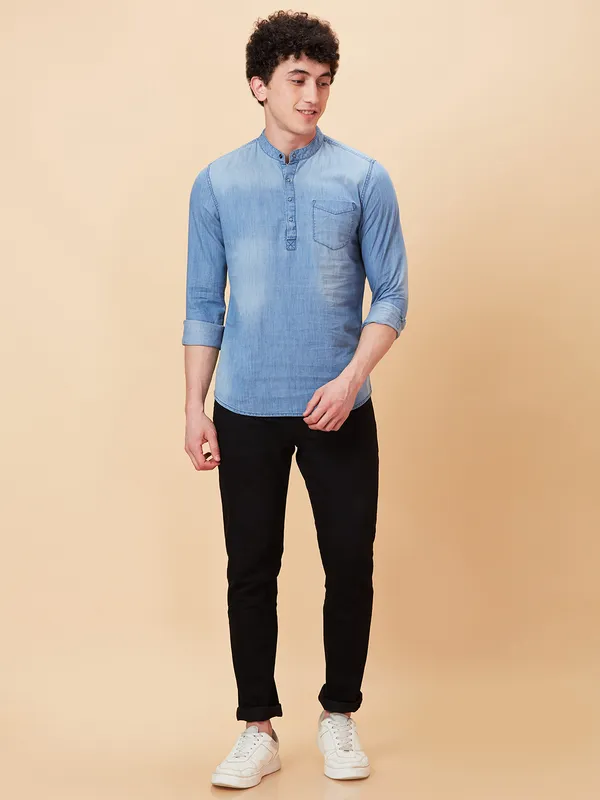 Being Human Clothing Men Slim Fit Shirts-Blue