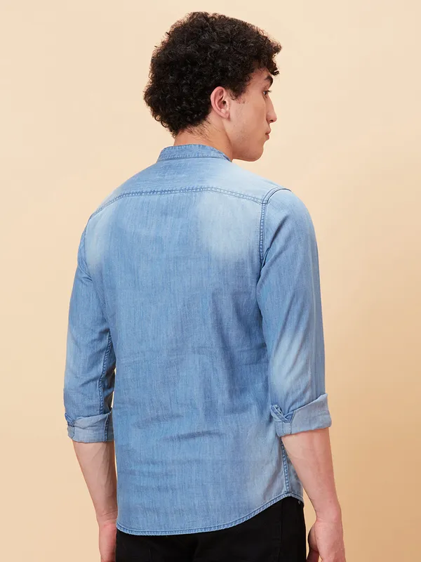 Being Human Clothing Men Slim Fit Shirts-Blue