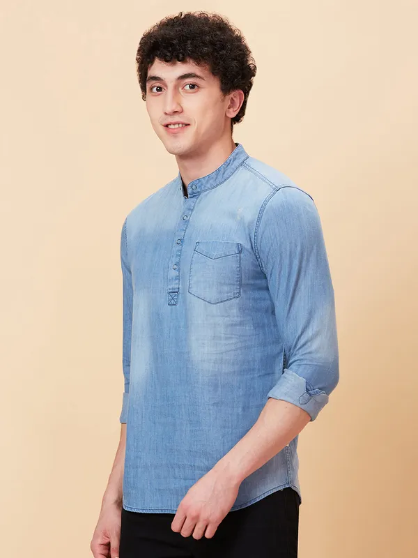 Being Human Clothing Men Slim Fit Shirts-Blue