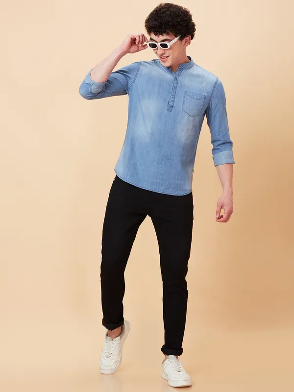 Being Human Clothing Men Slim Fit Shirts-Blue