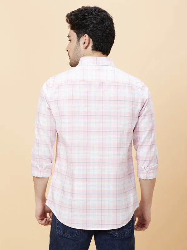 Being Human Clothing Men Slim Fit Shirts-White/Pink