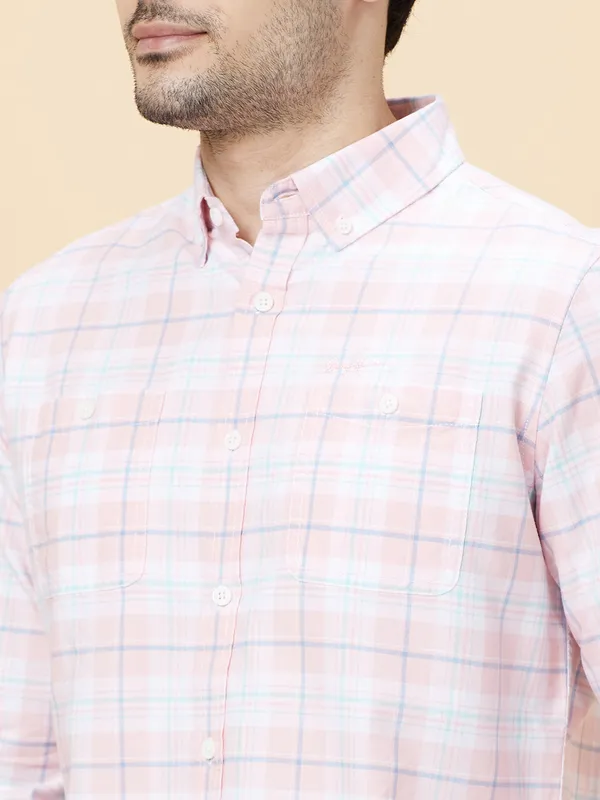 Being Human Clothing Men Slim Fit Shirts-White/Pink